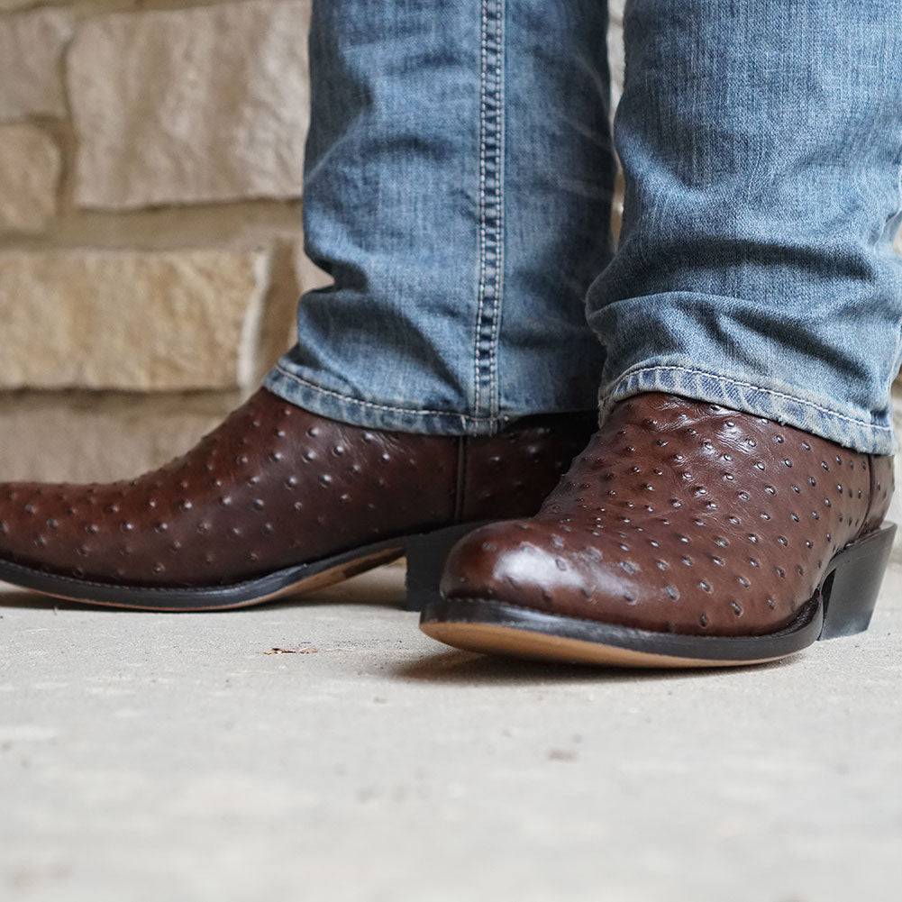 Men's Brown Ostrich Print Cowboy Boots (H7002)