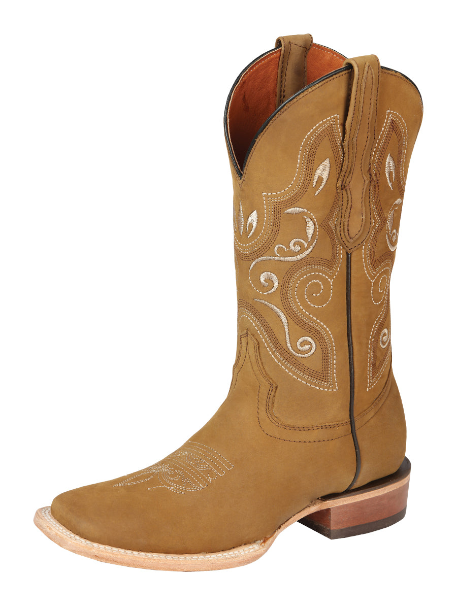 Women's honey nubuck leather rodeo boots