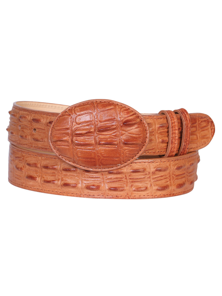 The Leather Cowboy Belt — Cognac Gator Tail Print (No. 685)