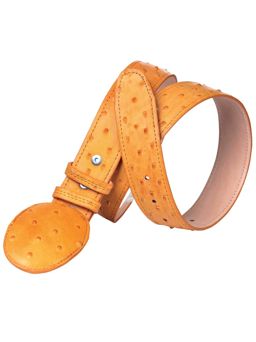 The Cowboy Belt — Butter Ostrich Print (No. 702)