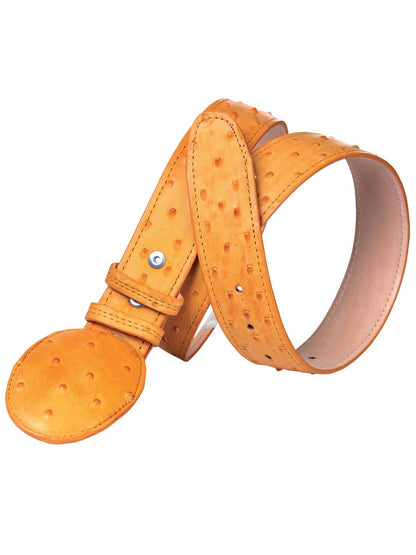 The Cowboy Belt — Butter Ostrich Print (No. 702)
