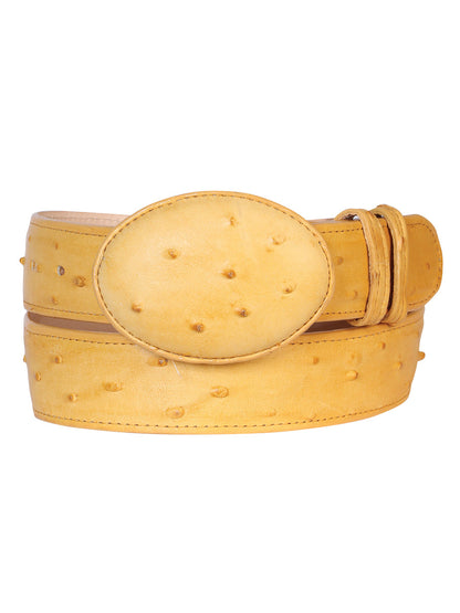 The Cowboy Belt — Butter Ostrich Print (No. 702)