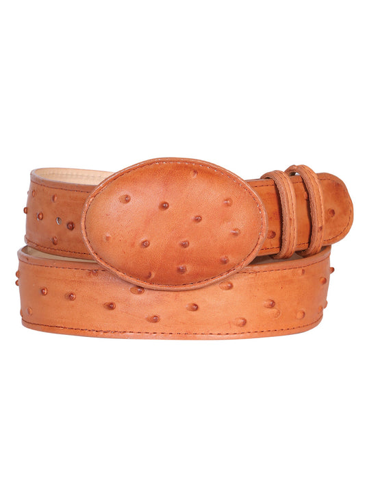 The Cowboy Belt — Cognac Ostrich Print (No. 703)