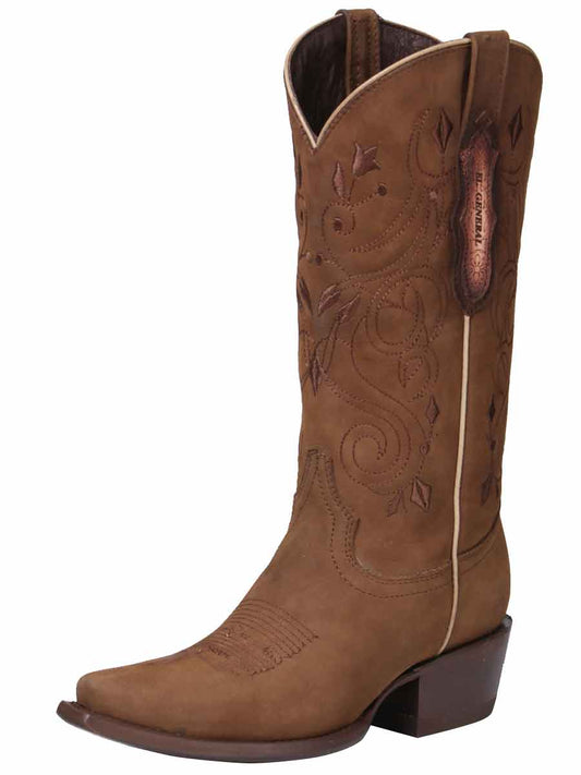 The Women's Pointed Toe Western Boot — Camel Nobuck (No. 34513)