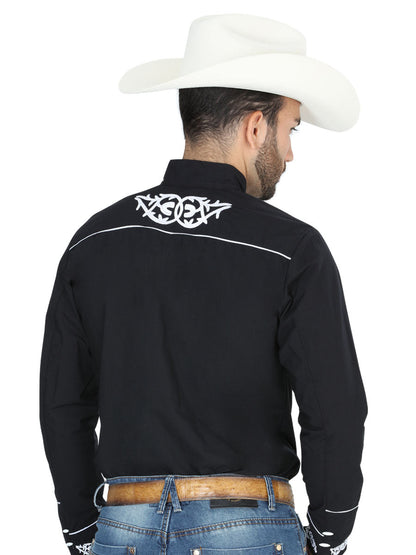 The Charro Embroidered Shirt — Black & White (No. 40782)