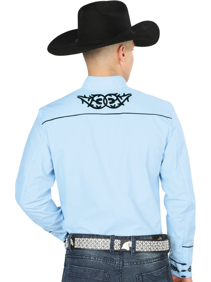 The Charro Embroidered Shirt — Blue & Black (No. 40785)