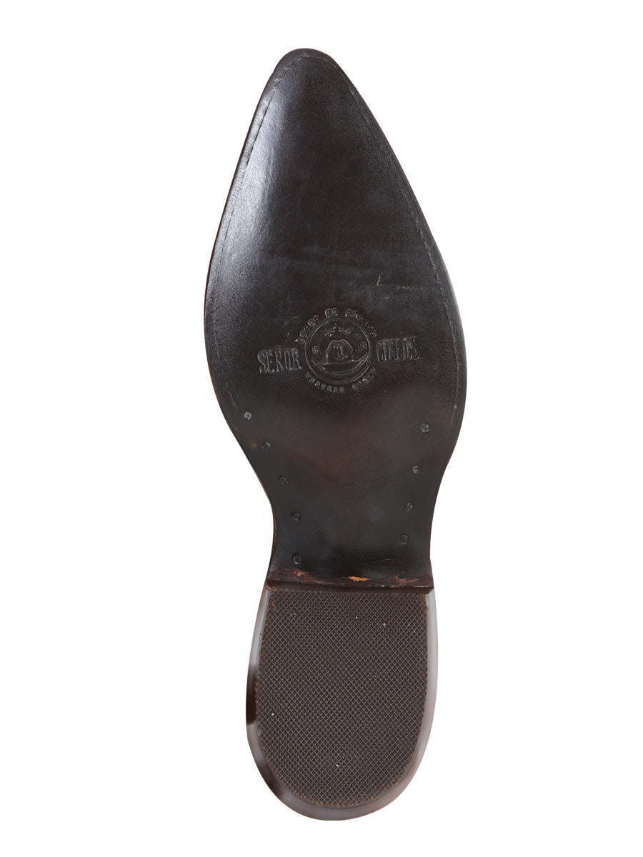 The Pointed Toe Cowboy Boot — Cognac Ostrich Print (No. 40835)