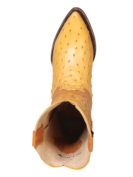 The Pointed Toe Cowboy Boot — Butter Ostrich Print (No. 40837)