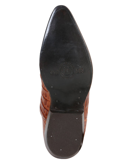 The Pointed Toe Cowboy Boot — Cognac Caiman Print (No. 40841)