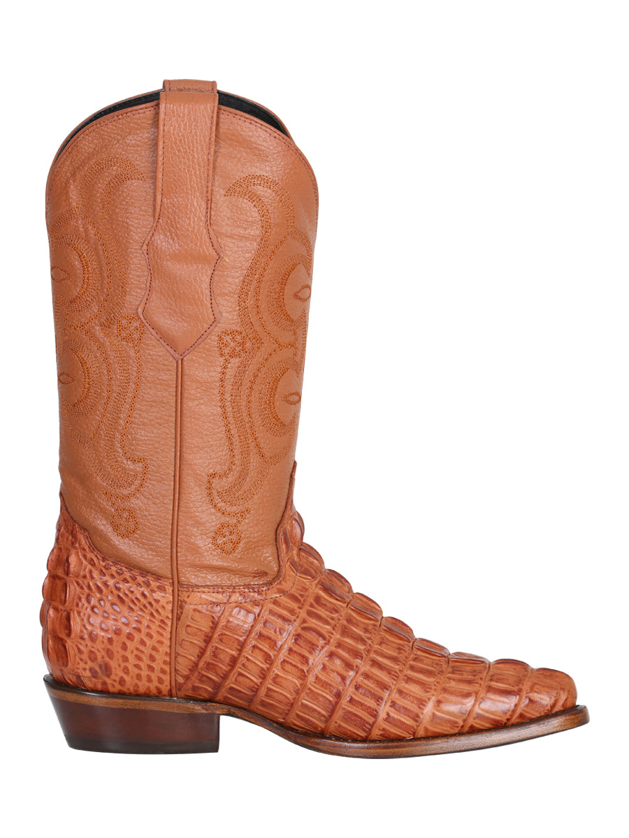 The Pointed Toe Cowboy Boot — Cognac Caiman Print (No. 40841)