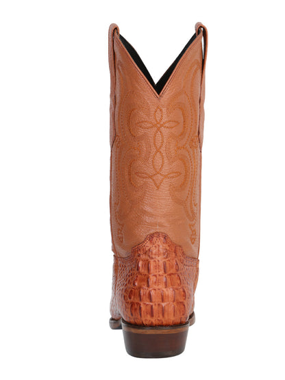 The Pointed Toe Cowboy Boot — Cognac Caiman Print (No. 40841)