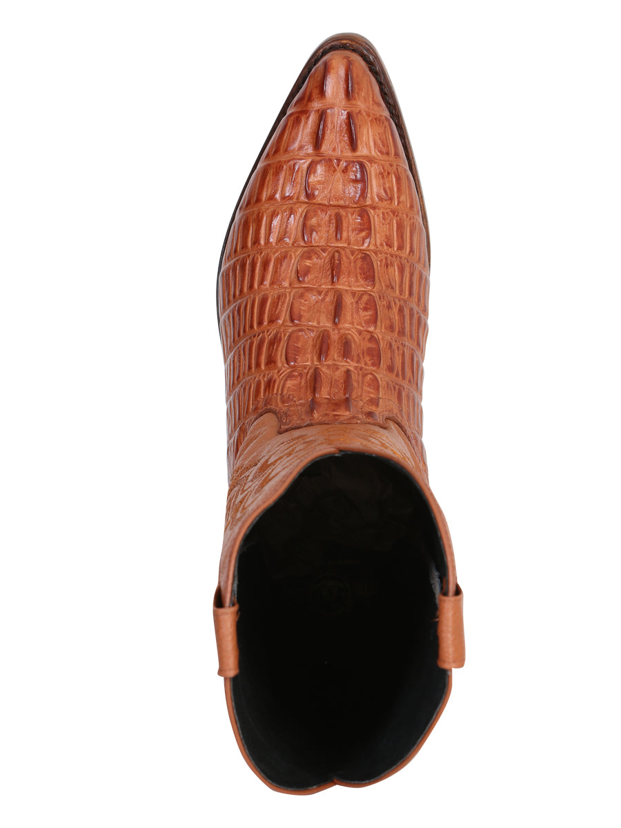 The Pointed Toe Cowboy Boot — Cognac Caiman Print (No. 40841)