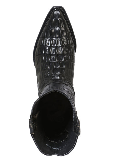 The Pointed Toe Cowboy Boot — Black Caiman Tail Print (No. 40854)