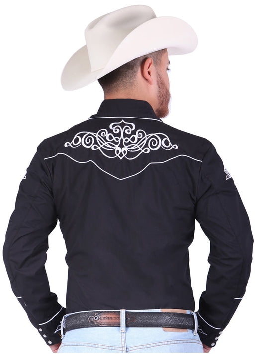 The Vaquero Embroidered Shirt — Black & White (No. 40983)