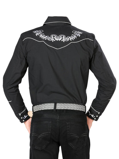 The Vaquero Embroidered Shirt — Black & White (No. 40987)