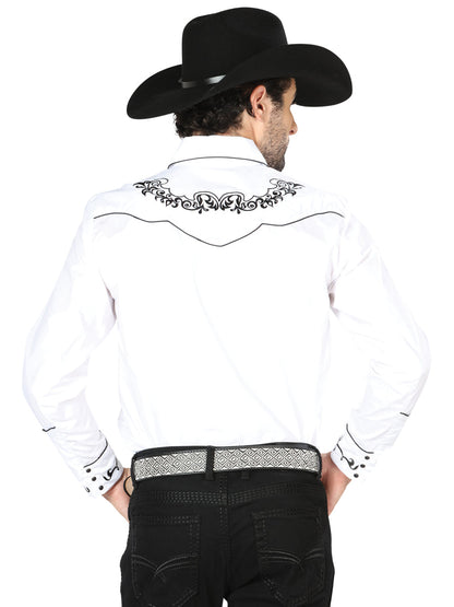 The Vaquero Embroidered Shirt — White & Black (No. 40988)