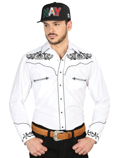 The Vaquero Embroidered Shirt — White & Black (No. 40988)
