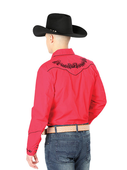 The Vaquero Embroidered Shirt — Red & Black (No. 40989)