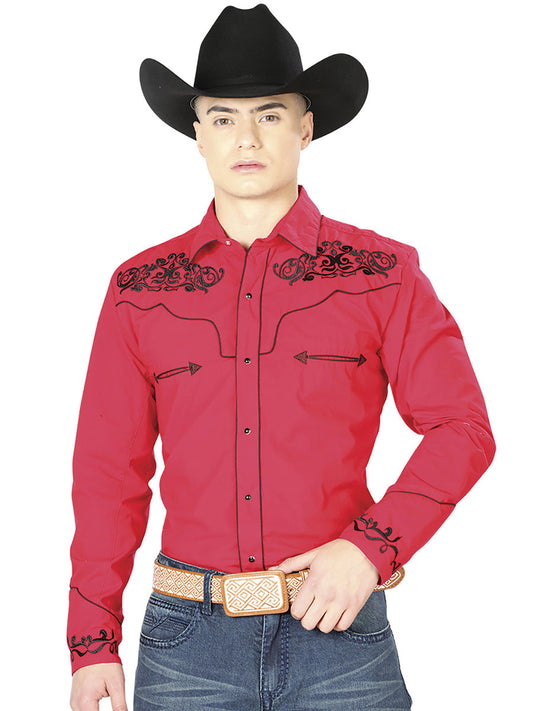 The Vaquero Embroidered Shirt — Red & Black (No. 40989)