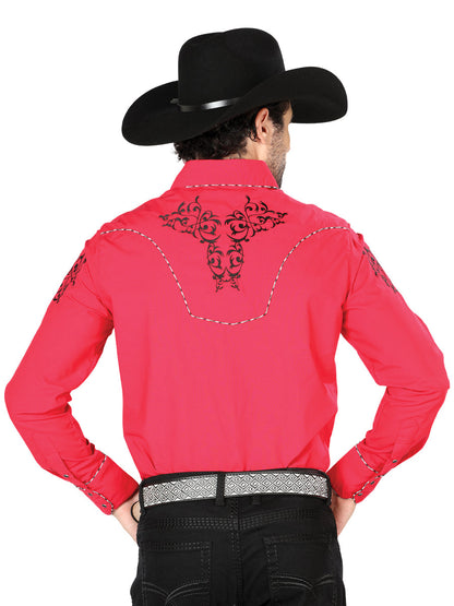 The Vaquero Embroidered Shirt — Red & Black (No. 40992)