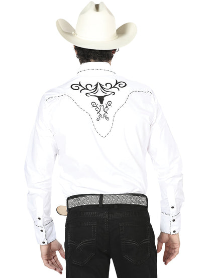 The Vaquero Embroidered Shirt — White & Black (No. 41004)