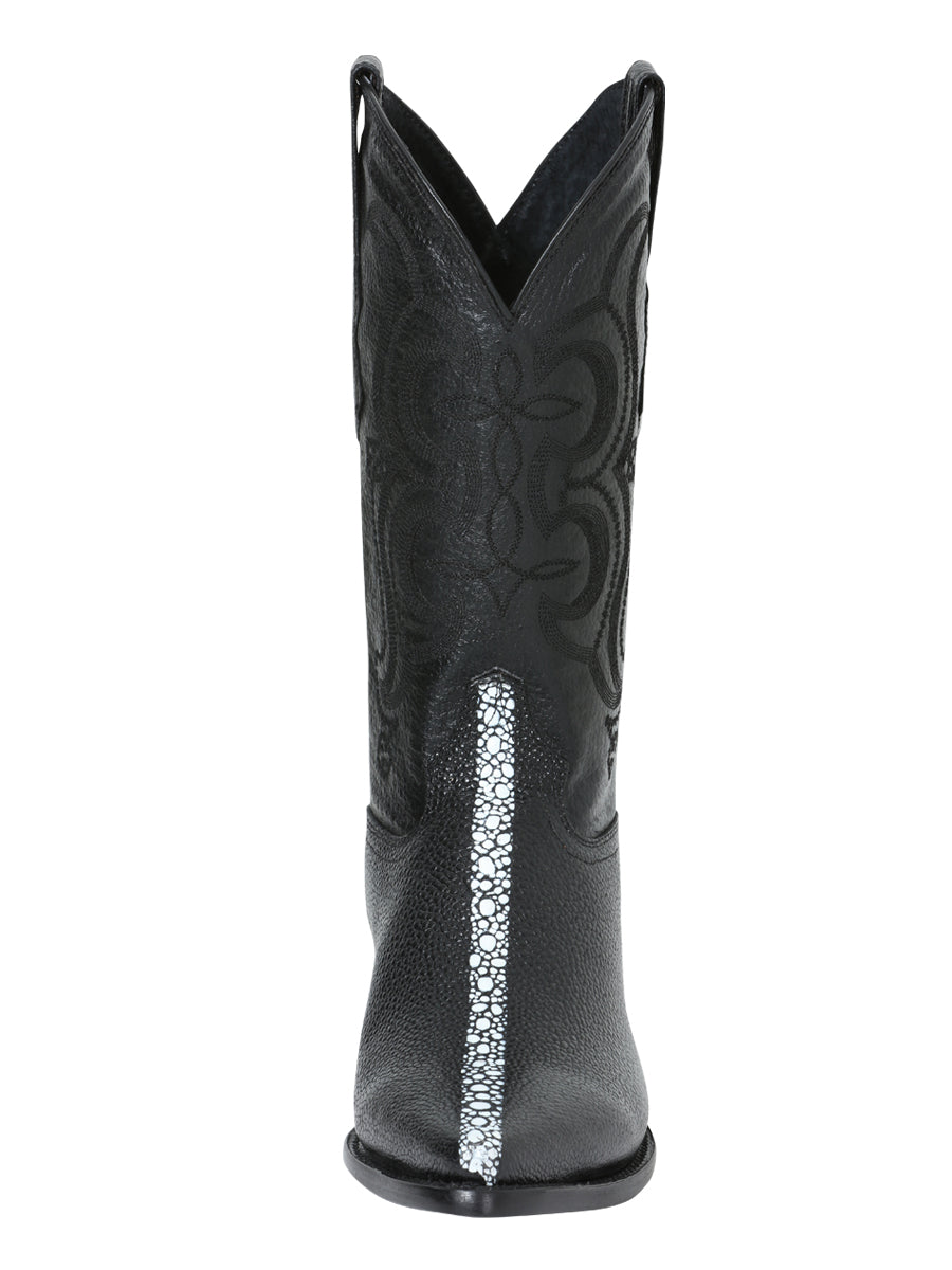 The Pointed Toe Cowboy Boot — Black Manta Print (No. 41528)