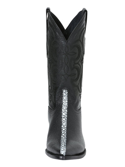 The Pointed Toe Cowboy Boot — Black Manta Print (No. 41528)