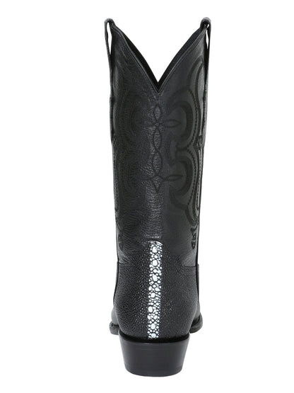 The Pointed Toe Cowboy Boot — Black Manta Print (No. 41528)