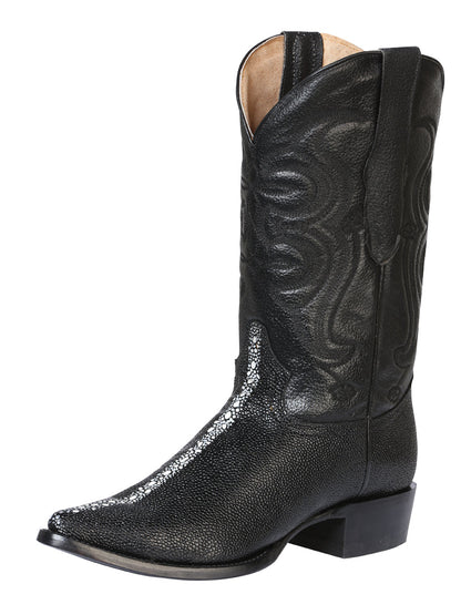 The Pointed Toe Cowboy Boot — Black Manta Print (No. 41528)