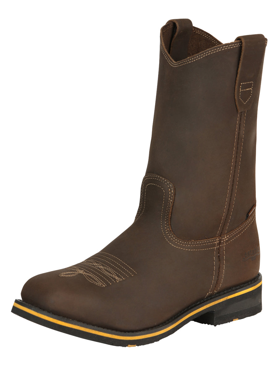Establo Men’s Rodeo Boot - Crazy Leather Tan with Steel Toe  41544