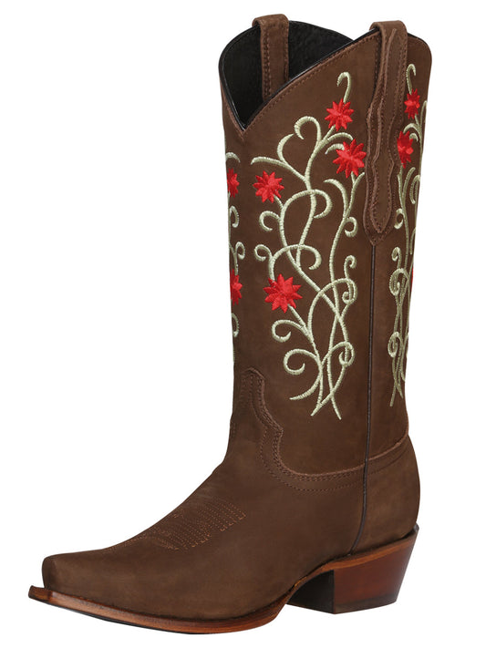 The Women's Pointed Toe Western Boot — Brown Suede (No. 41789)