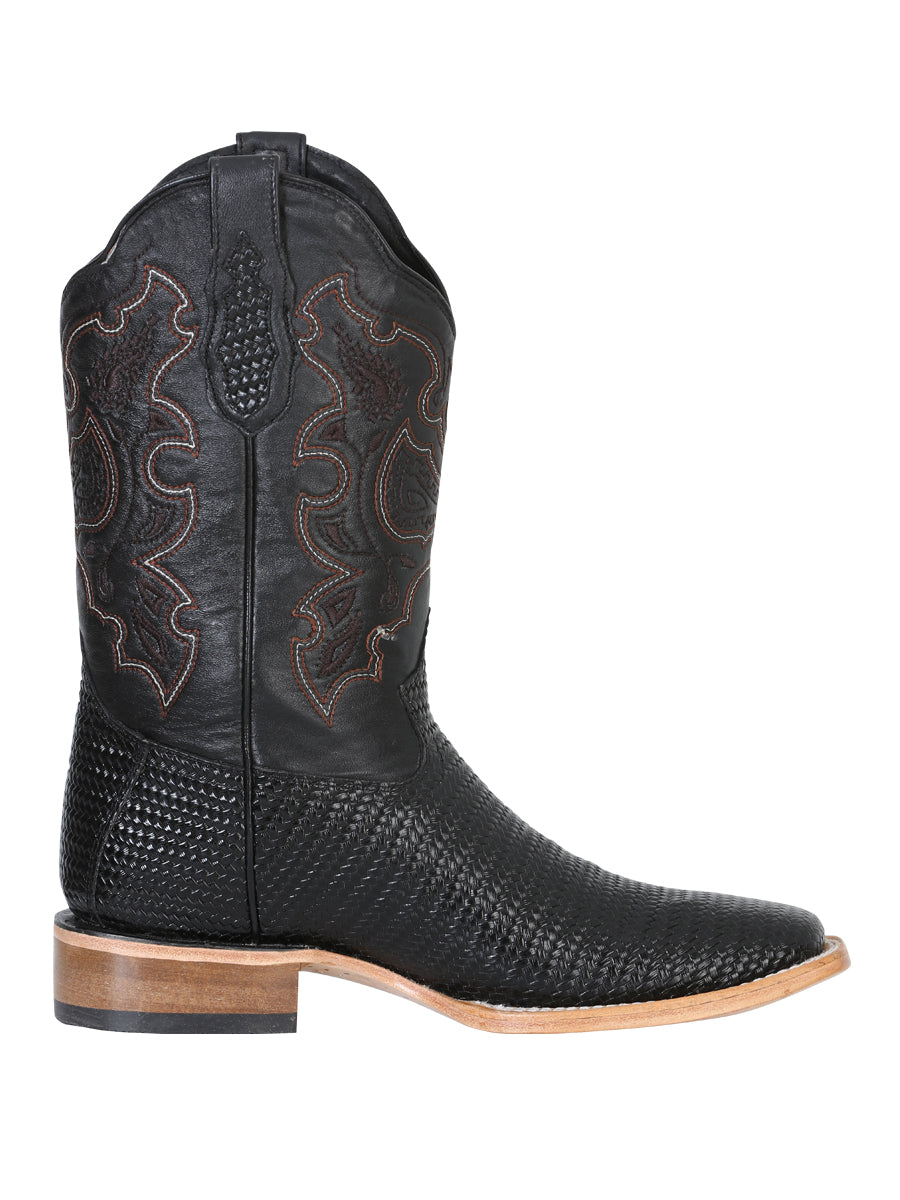 The Rodeo Boot — Black Embossed Weave (No. 41790)