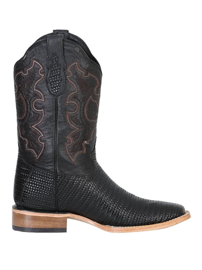 The Rodeo Boot — Black Embossed Weave (No. 41790)