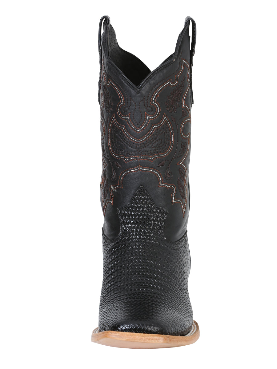 The Rodeo Boot — Black Embossed Weave (No. 41790)