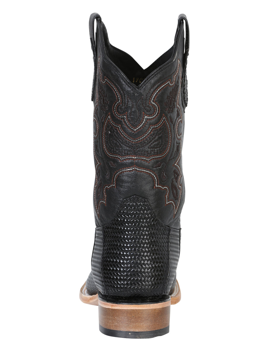 The Rodeo Boot — Black Embossed Weave (No. 41790)