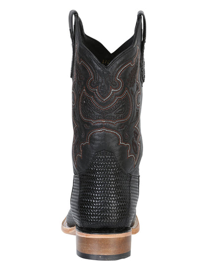 The Rodeo Boot — Black Embossed Weave (No. 41790)