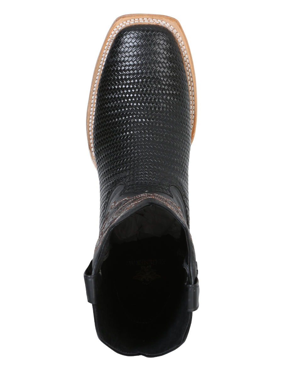 The Rodeo Boot — Black Embossed Weave (No. 41790)