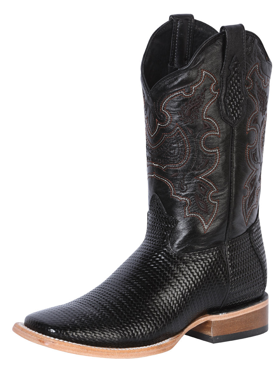 The Rodeo Boot — Black Embossed Weave (No. 41790)