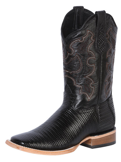 The Rodeo Boot — Black Embossed Weave (No. 41790)
