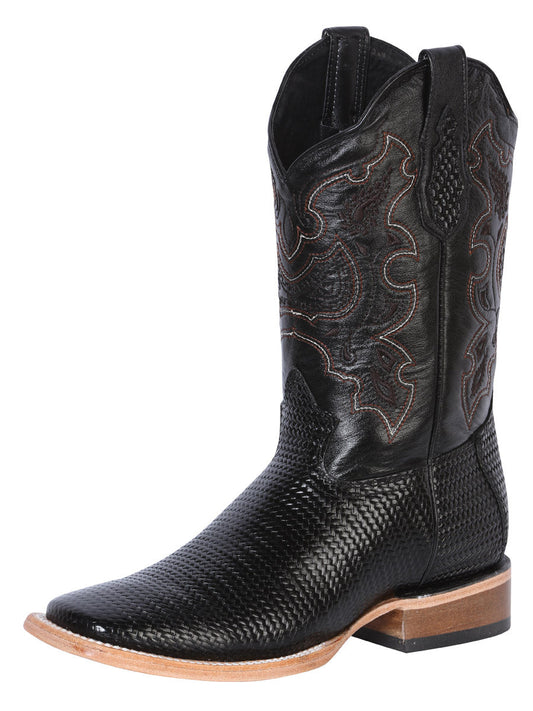 The Rodeo Boot — Black Embossed Weave (No. 41790)
