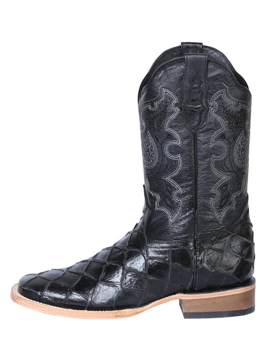 The Rodeo Boot — Black Pirarucu Print (No. 41792)