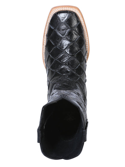 The Rodeo Boot — Black Pirarucu Print (No. 41792)