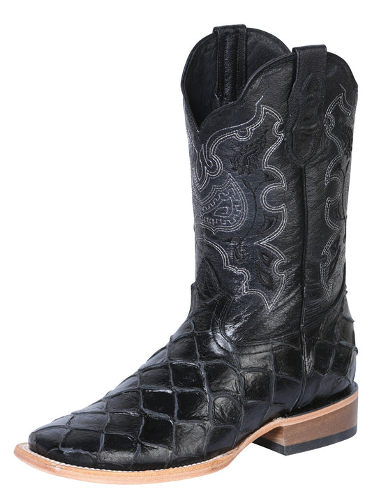 The Rodeo Boot — Black Pirarucu Print (No. 41792)
