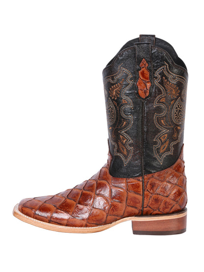 The Pro Rodeo Boot — Cognac Pirarucu Print (No. 41793)