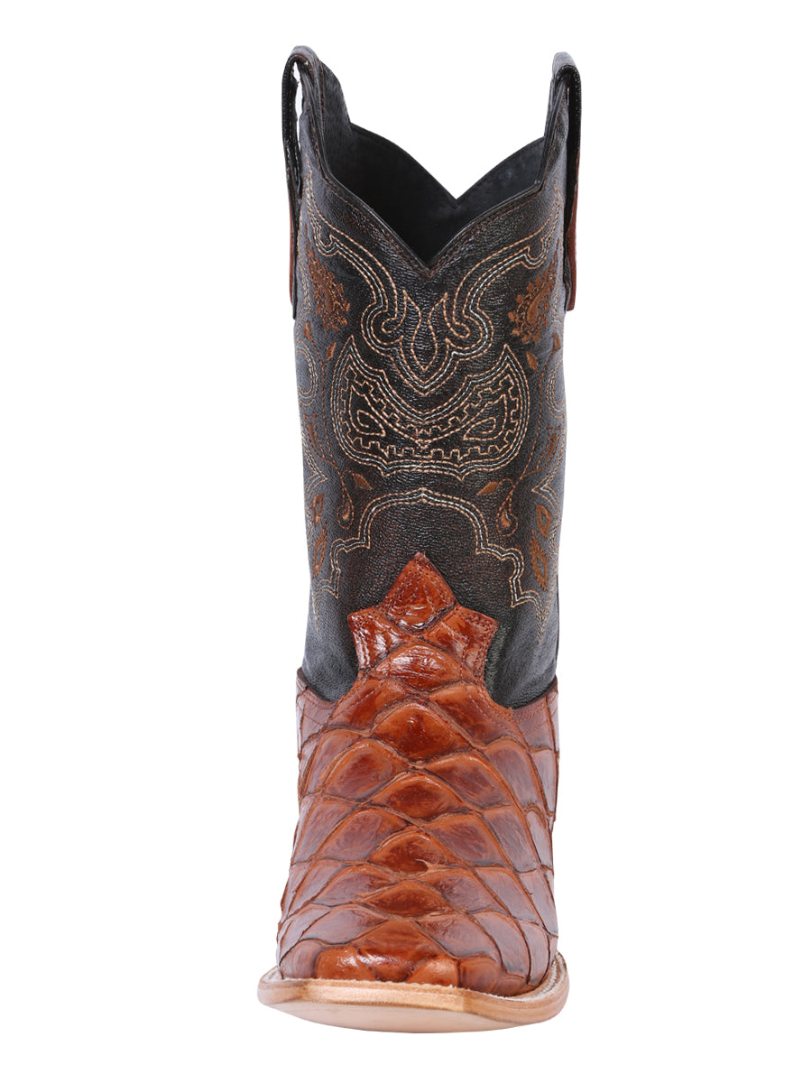 The Pro Rodeo Boot — Cognac Pirarucu Print (No. 41793)