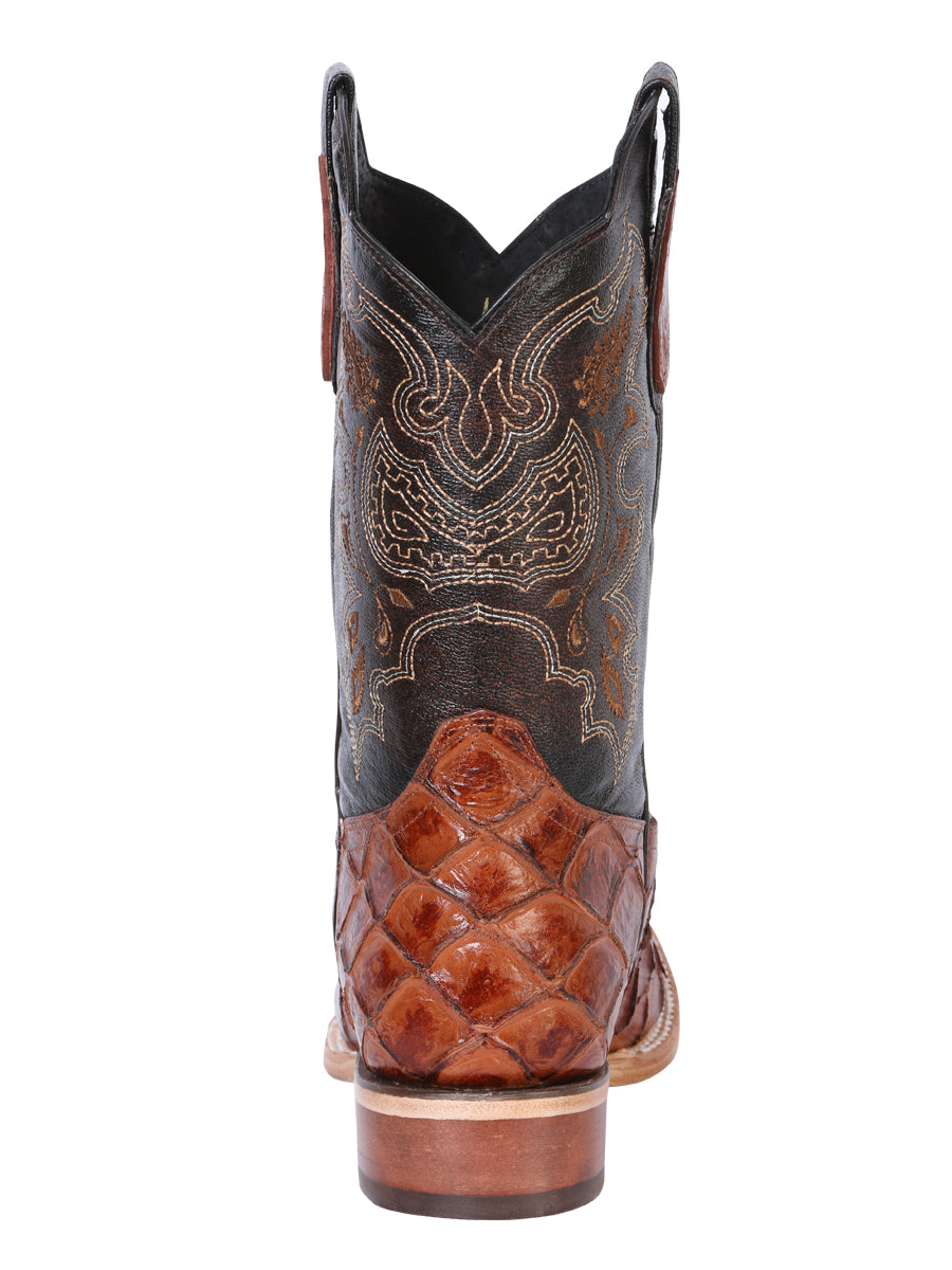 The Pro Rodeo Boot — Cognac Pirarucu Print (No. 41793)