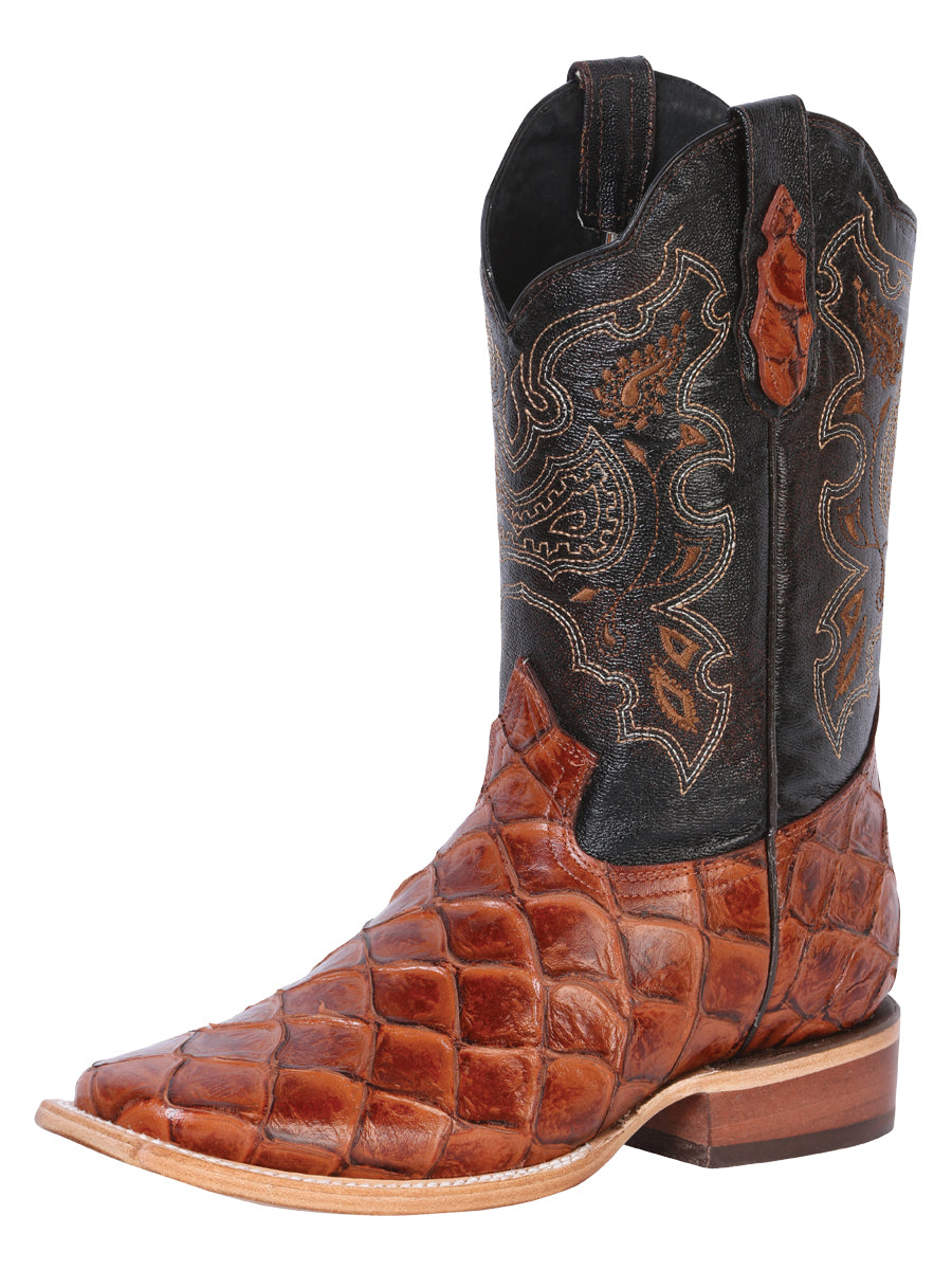 The Pro Rodeo Boot — Cognac Pirarucu Print (No. 41793)