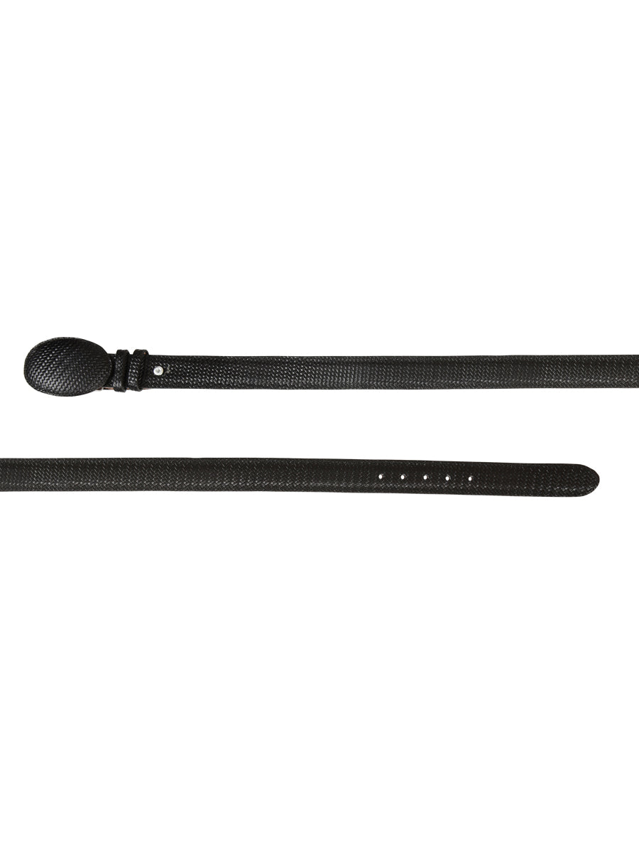 The Western Belt — Black Embossed Weave (No. 41897)