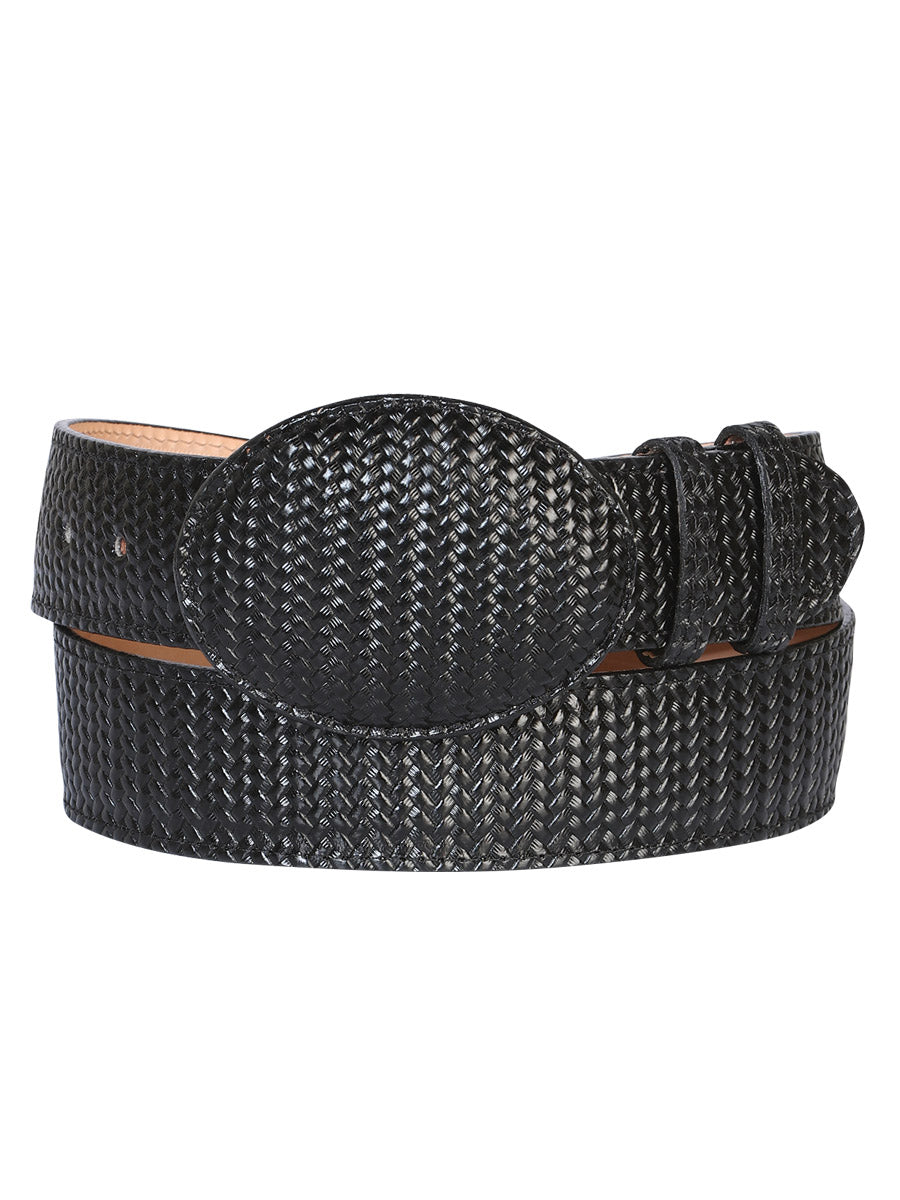 The Western Belt — Black Embossed Weave (No. 41897)