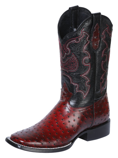 The Pro Rodeo Boot — Burgundy Ostrich Print (No. 41901)